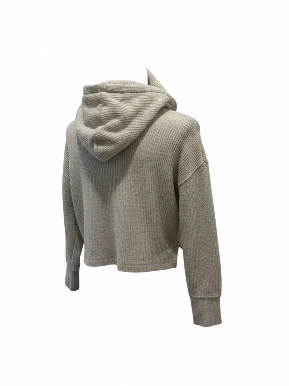 Old Navy Girls' Light Gray Hooded Waffle-Knit Pullover